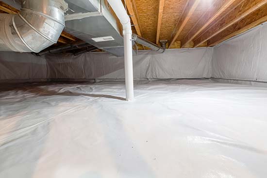Many crawl spaces have vapor barrier installed to keep a dry crawl space