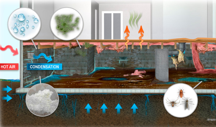 Water in your crawl space from plumbing leak