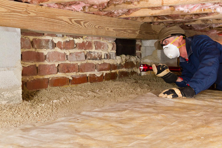 Crawl space foundation repair and mold remediation in crawl spaces with a crawl space encapsulation