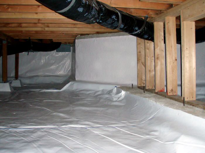 Vapor barrier installation after cleaning exercise and odor neutralizer